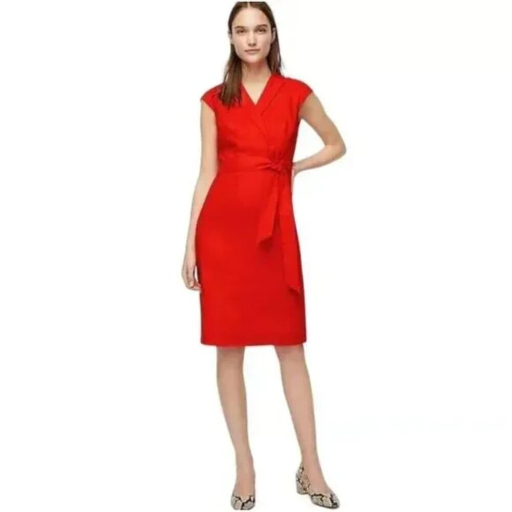 NWT J. Crew Stretch Linen Belted Faux Wrap Dress in Women's 10